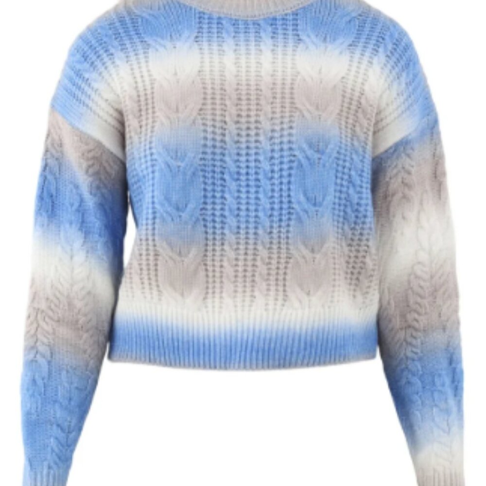 No Boundaries Blue and Cream Cable Knit Sweater 4032